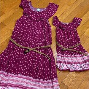 Mommy and Me woman’s & Girls' Floral Ruffle Dress Set - Pink